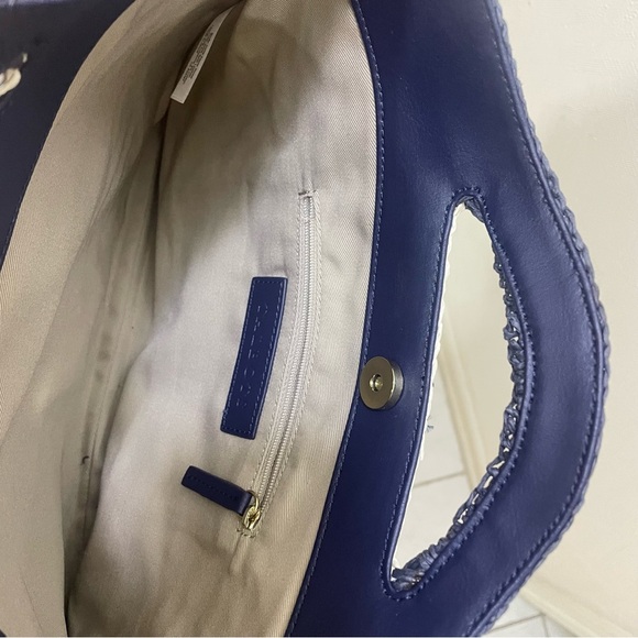 TALBOTS Hand Crocheted Paper Straw Stripes and Pineapple Clutch Handbag-NWT - Picture 6 of 10